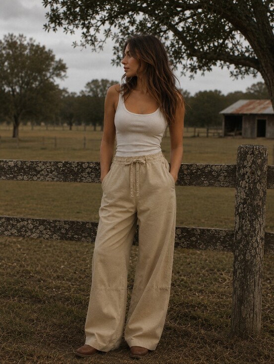 Zara Pants - Zara Washed Twill Pants Light Whiskey Old Money Coastal Oversized Quiet Luxury